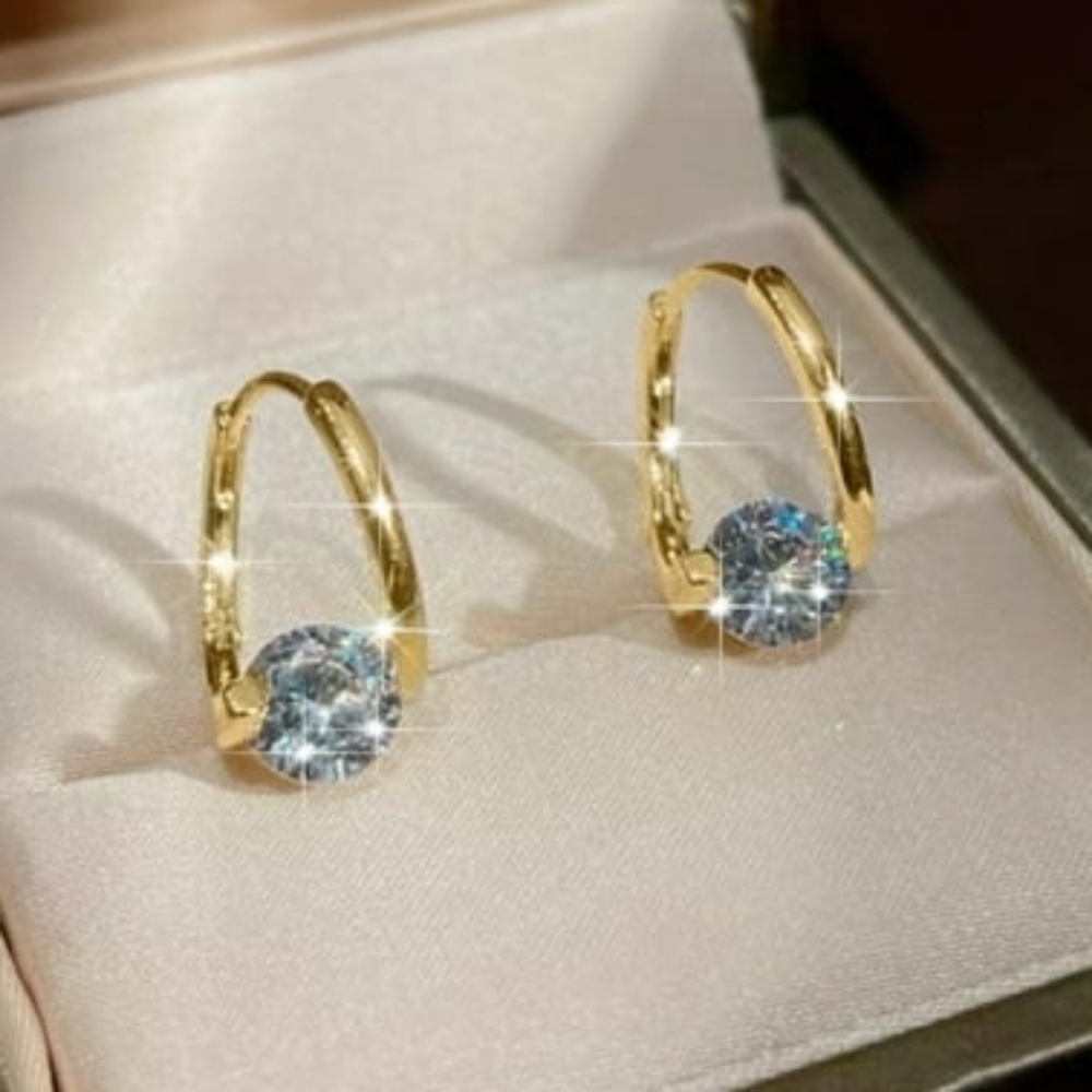 Huggie Hoop Zirconia Gold Earrings